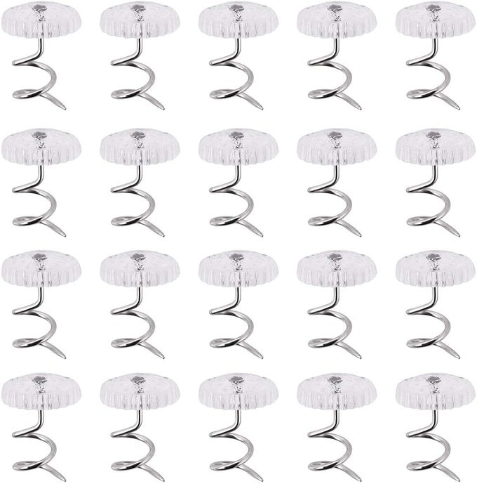 20 PCS BED SKIRT PINS CLEAR HEADS TWIST PINS FOR UPHOLSTERY SLIPCOVERS AND BEDSKIRTS BEDSKIRT PINS 20PCS