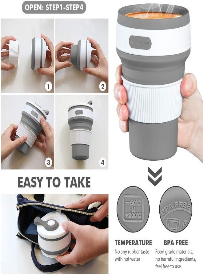 Dlala Collapsible Silicone Cup Convenient Travel Coffee Mug Lids BPA Free Portable Folding Coffee Cup Tea Cup Water Cup Thermos Travel Mug Cup,350ML, 2xCup*Random Color - Image 3