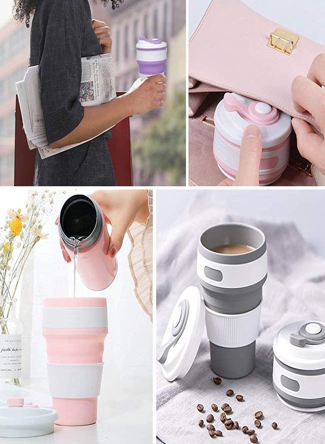 Dlala Collapsible Silicone Cup Convenient Travel Coffee Mug Lids BPA Free Portable Folding Coffee Cup Tea Cup Water Cup Thermos Travel Mug Cup,350ML, 2xCup*Random Color - Image 5