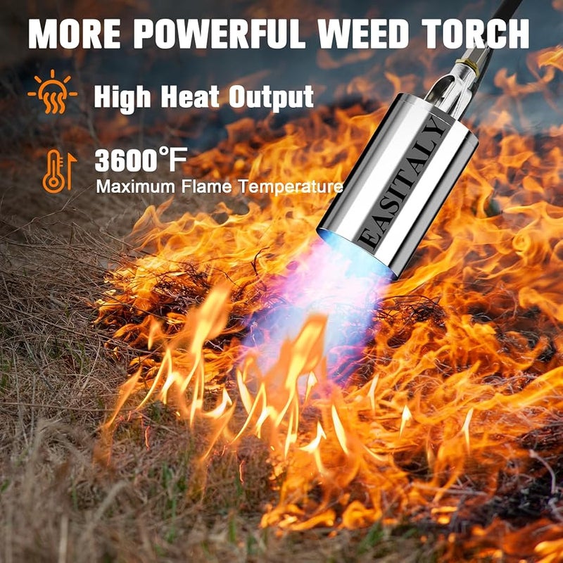 EASITALY Propane Torch Weed Burner Kit,High Output 2,100,000 BTU with 12.5FT Hose,Heavy Duty Blow Torch Flamethrower with Long/Short Mode for Flame Weeding,Roofing,Ice Snow Melting,Road Marking,BBQ - Image 4