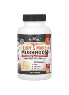 BioSchwartz, Organic Lion's Mane Mushroom with Bioperine Black Pepper Extract, 90 Veggie Caps