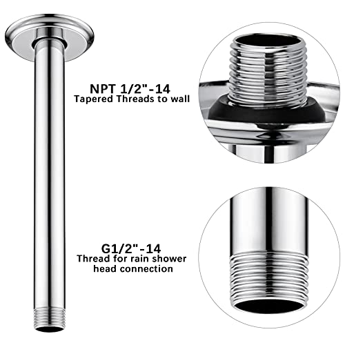 Anpean 8 Inch Shower Arm and Flange Polished Chrome, Ceiling Mounted Shower Arm for Rain Shower Head - Image 4