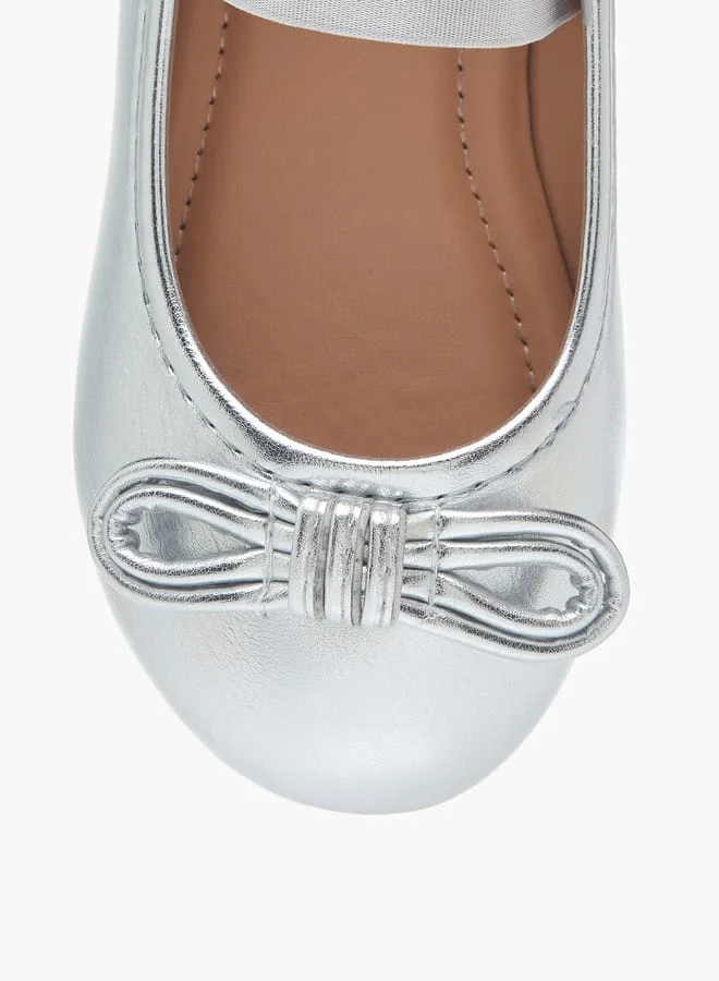Flora Bella By Shoexpress Girls Bow Embellished Ballerina Shoes With Elastic Strap Detail