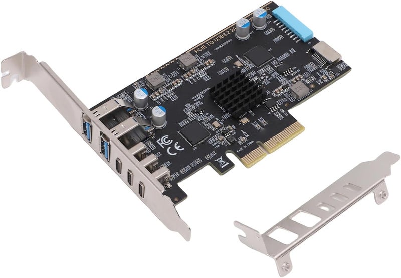 All need matching options Gugxiom PCIe to USB 3.2 Gen 2 Card, 10Gbps USB PCIe Card with 3xType C 2xType A Ports, PCI Express Expansion for Win for Linux for OS X Systems Small apartment fit - Image 1