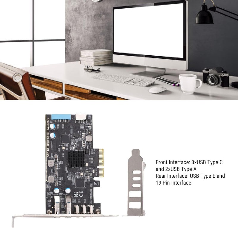 All need matching options Gugxiom PCIe to USB 3.2 Gen 2 Card, 10Gbps USB PCIe Card with 3xType C 2xType A Ports, PCI Express Expansion for Win for Linux for OS X Systems Small apartment fit - Image 2