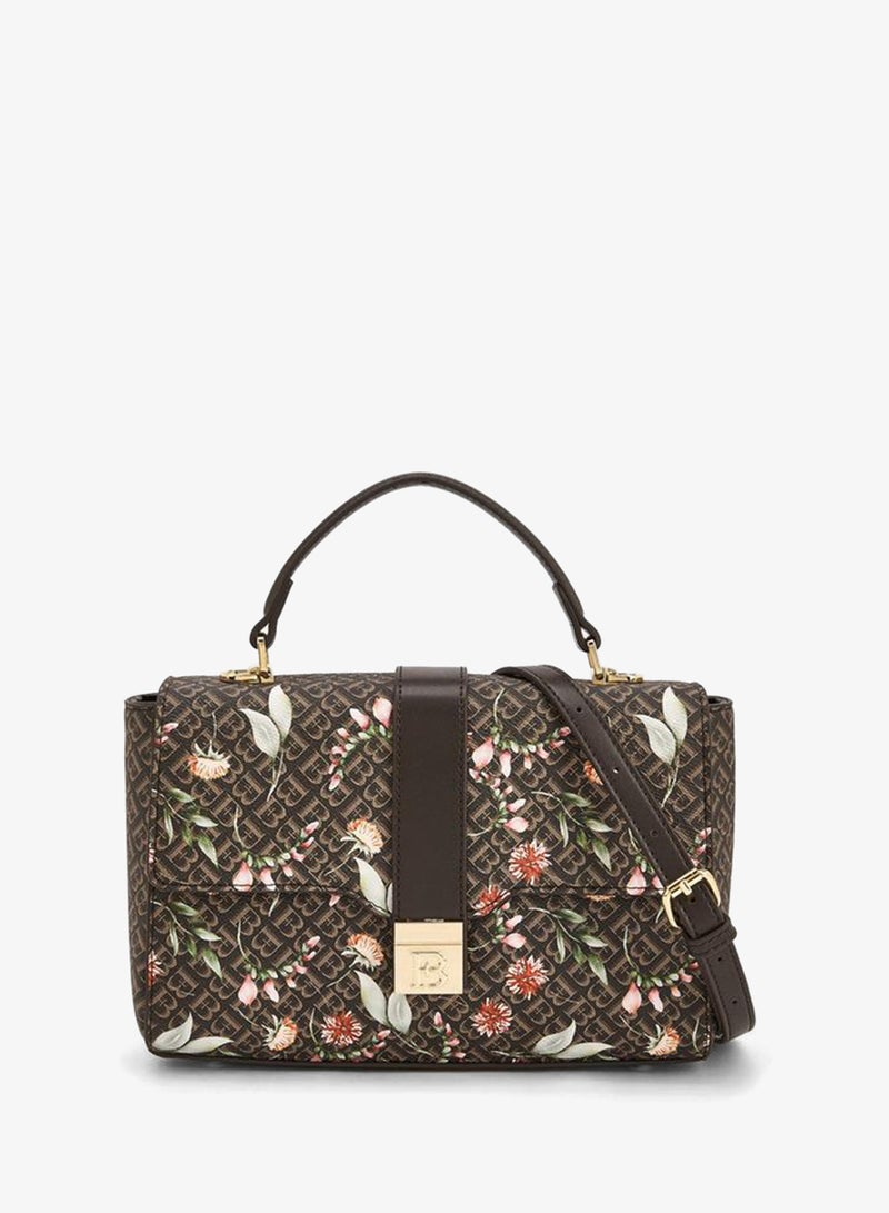 Flora Bella By Shoexpress Flora Bella Monogram Print Satchel Bag With Button Closure - Image 1