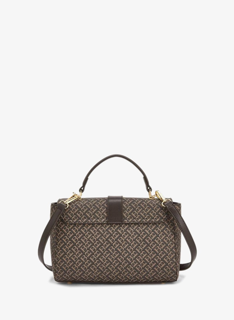 Flora Bella By Shoexpress Flora Bella Monogram Print Satchel Bag With Button Closure - Image 5