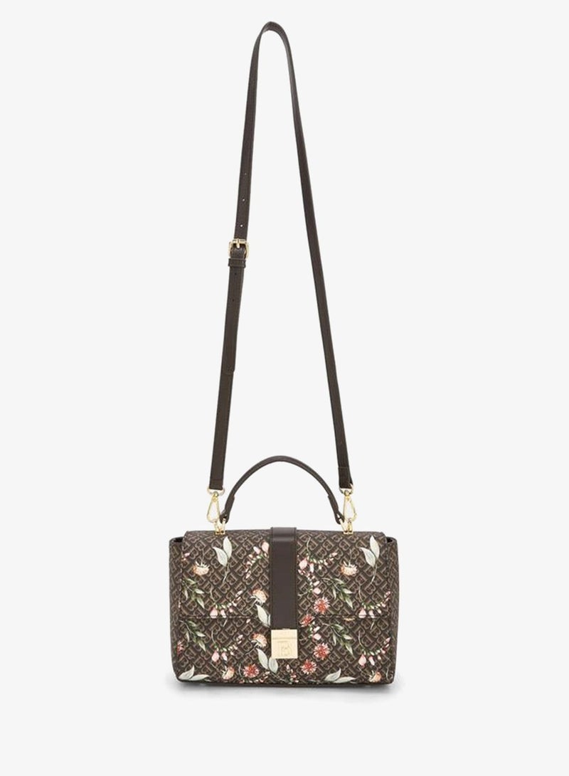 Flora Bella By Shoexpress Flora Bella Monogram Print Satchel Bag With Button Closure - Image 2