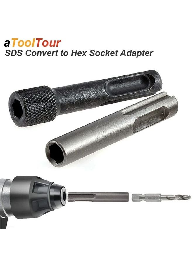 2pcs Silvery Hammer Drill Bit Adapter SDS Hex Shank Conversion Rod Sleeve - Image 2