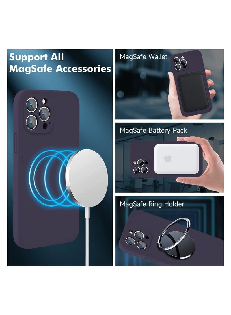 ELTRAZONE Silicone Magnetic Case for iPhone 14 Pro + 2 Pack Tempered Glass Screen Protector Magsafe Case - Image 2