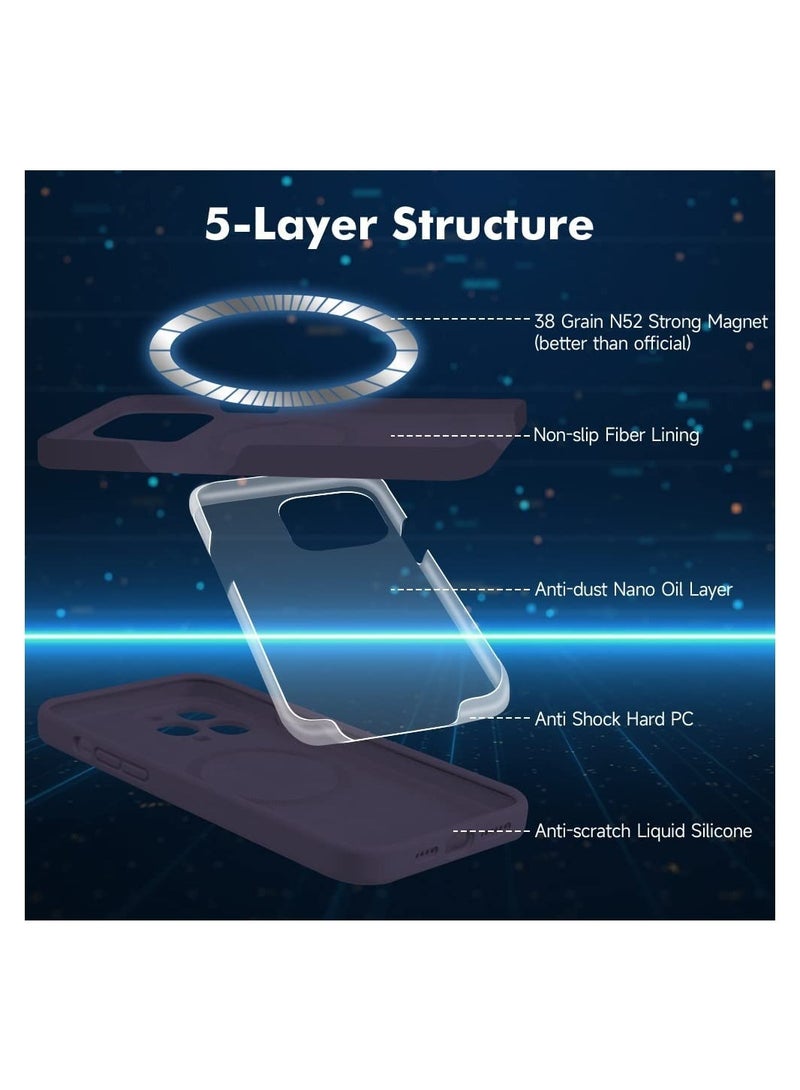 ELTRAZONE Silicone Magnetic Case for iPhone 14 Pro + 2 Pack Tempered Glass Screen Protector Magsafe Case - Image 3