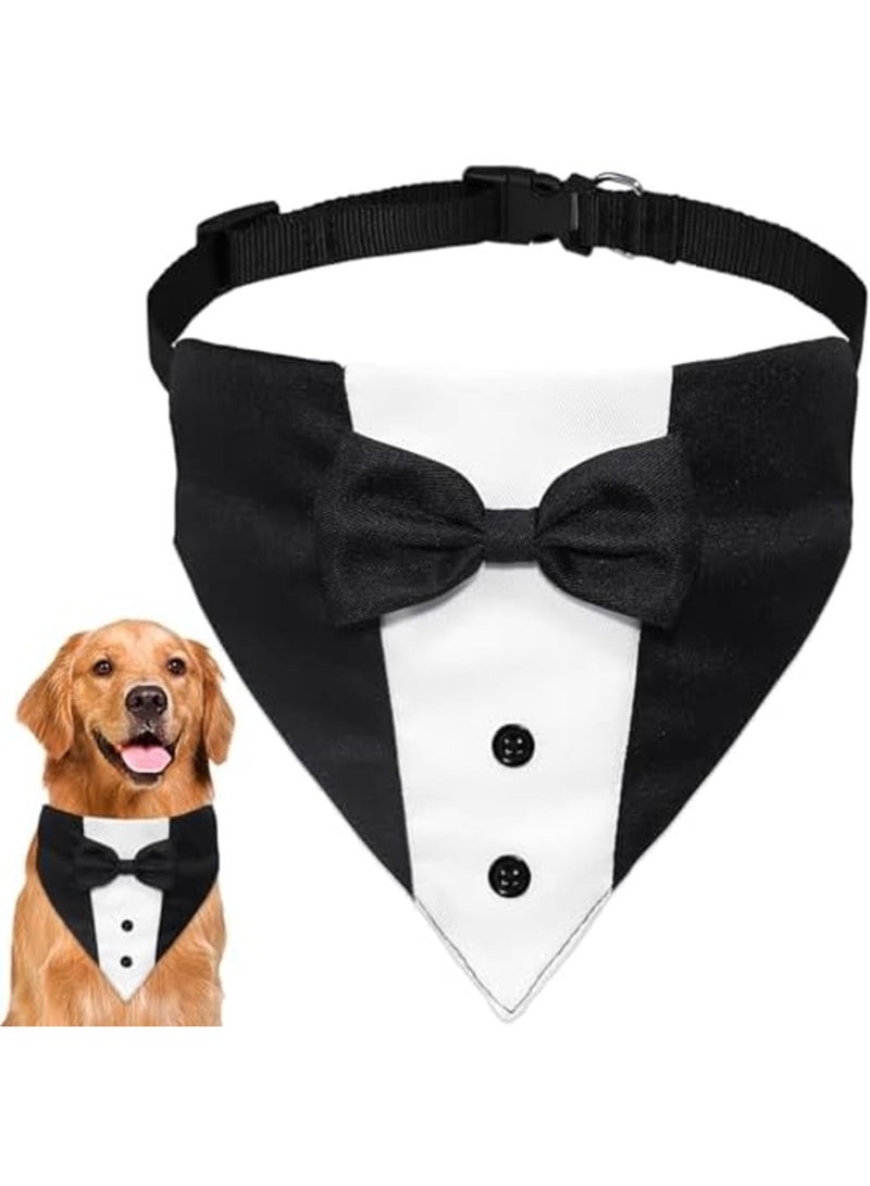 SYOSI Dog Tuxedo Suit with Bow Tie and Bandana Collar, Adjustable Formal Dog Costume for Weddings, Engagements, and Birthdays, Ideal for Small, Medium, and Large Dogs (Large: Neck 15”-25”) - Image 1