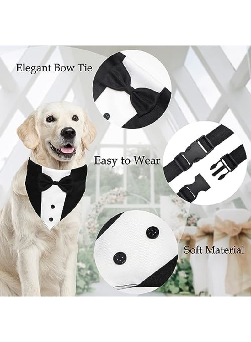 SYOSI Dog Tuxedo Suit with Bow Tie and Bandana Collar, Adjustable Formal Dog Costume for Weddings, Engagements, and Birthdays, Ideal for Small, Medium, and Large Dogs (Large: Neck 15”-25”) - Image 4