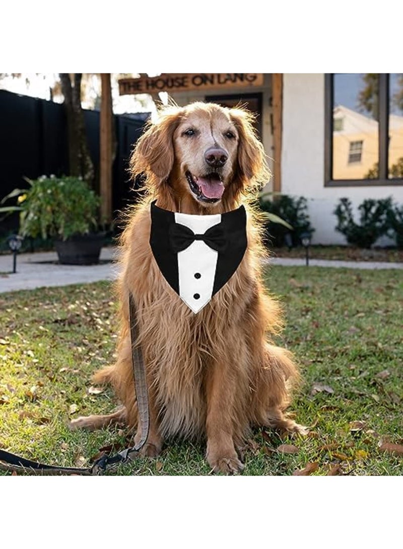 SYOSI Dog Tuxedo Suit with Bow Tie and Bandana Collar, Adjustable Formal Dog Costume for Weddings, Engagements, and Birthdays, Ideal for Small, Medium, and Large Dogs (Large: Neck 15”-25”) - Image 3