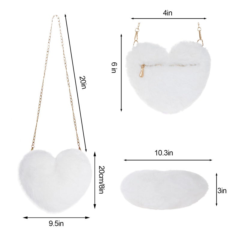 Miayon Heart Shaped Faux Fur Clutch Purse Fluffy Crossbody Shoulder Bag for Women Halloween Christmas Valentine Pink - Image 3
