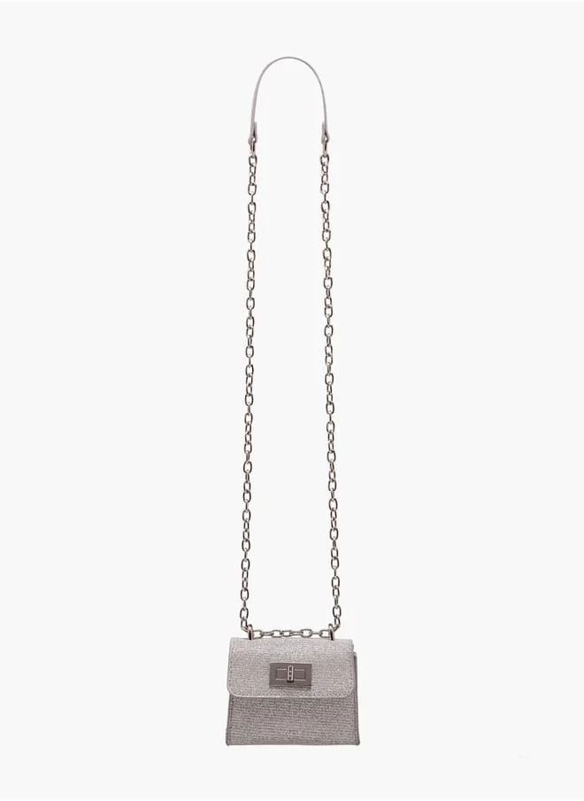 Flora Bella By Shoexpress Girls Embellished Crossbody Bag With Chain Strap And Flap Closure Ramadan Collection