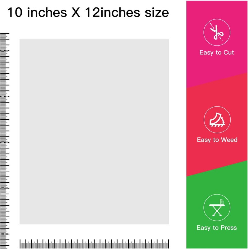 JANDJPACKAGING White Heat Transfer Vinyl HTV Bundle 10"x12"- 10 Pack of Premium White HTV Sheets - Iron On Vinyl for T-Shirt Best HTV Vinyl for Silhouette Cameo,Cricut - Image 5