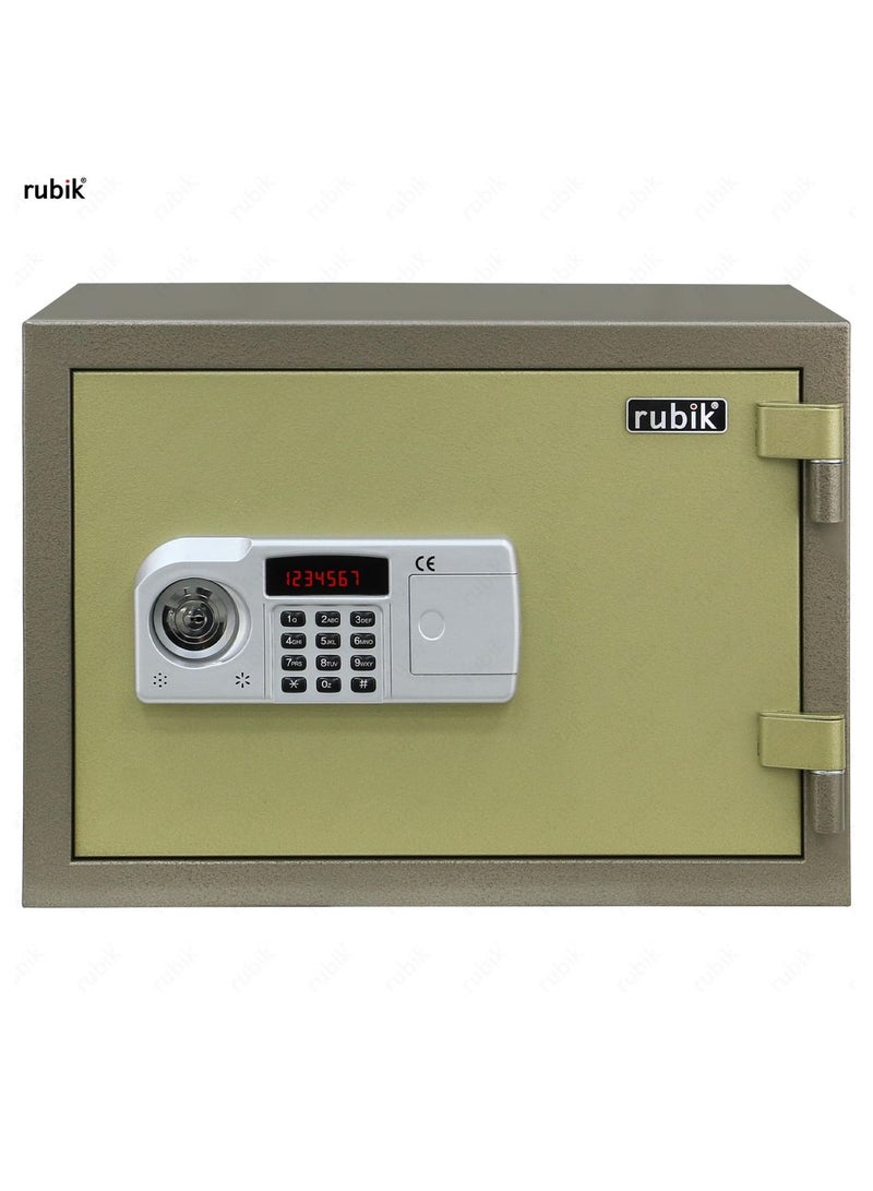 Rubik Safe Box Fireproof Dual Safety Digital Keypad and Key Lock Protect Passports, Documents, Jewelry, Cash for Home Office (35x49x42.5cm) Beige/Green - Image 4