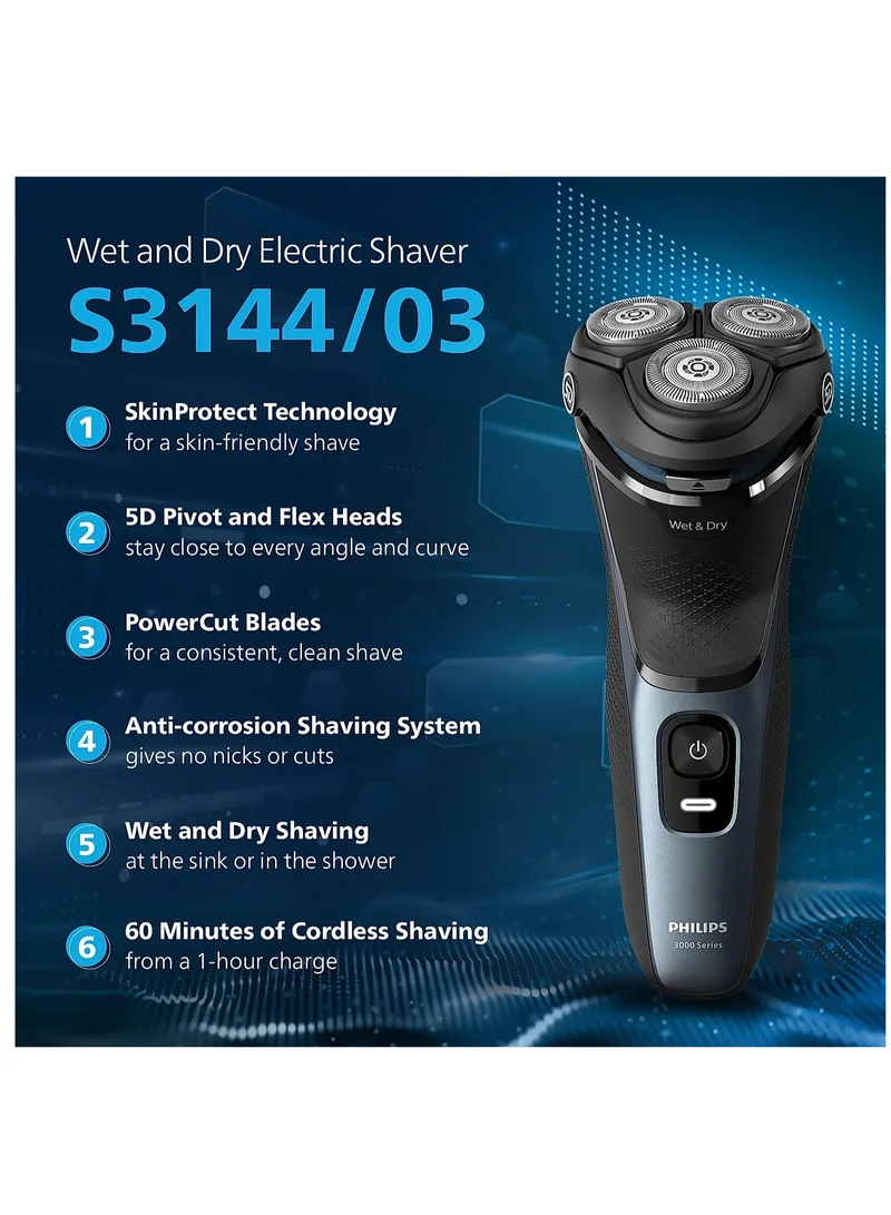 Philips Shaver 3000 Series Wet & Dry Electric Shaver S3144/00
