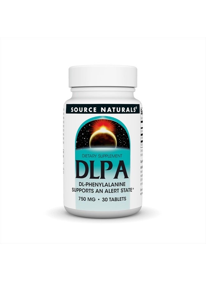 Source Naturals DLPA DL-Phenylalanine Supplement That Supports an Alert State* - 750 mg - 30 Tablets - Image 1