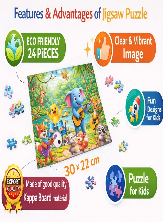 EL FIGO لعبة تركيب الصور EL FIGO Animal Party للأطفال | أحجية من 24 قطعة (30 × 22 سم) | لعبة تعليمية وتثقيفية للأولاد والبنات | عبوة من قطعة واحدة - Image 4
