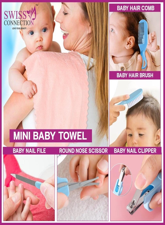 Swiss Connection Baby Grooming Care Kit-Hair Brush-Comb,Nail Filer & Nail Clipper-Soft Baby Towel-Safe Compact ||Baby Cotton Swabs-Made of Pure-Soft Cotton Use-Navel-Ears-Armpits, Things-(Pack of 8) - Image 4