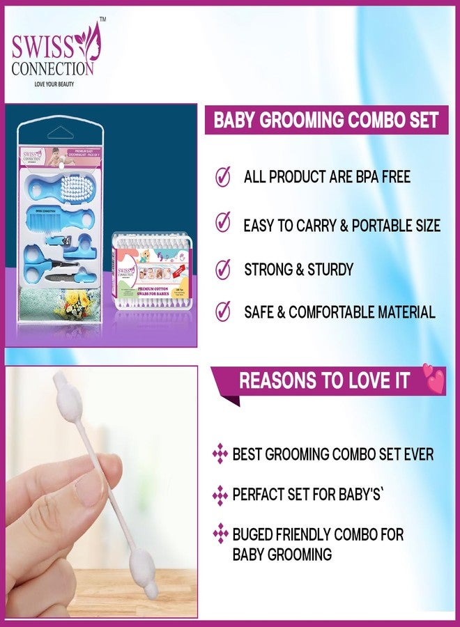 Swiss Connection Baby Grooming Care Kit-Hair Brush-Comb,Nail Filer & Nail Clipper-Soft Baby Towel-Safe Compact ||Baby Cotton Swabs-Made of Pure-Soft Cotton Use-Navel-Ears-Armpits, Things-(Pack of 8) - Image 3