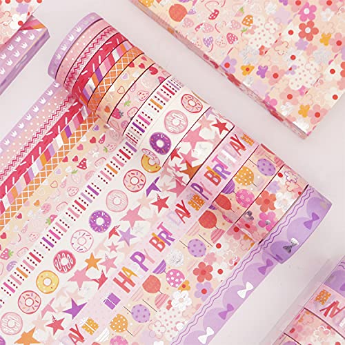 YUBX Birthday Washi Tape Set 15 Rolls Silver Foil Print Decorative Masking Tapes for Arts, DIY Crafts, Journals, Planners, Scrapbook, Wrapping - Image 4