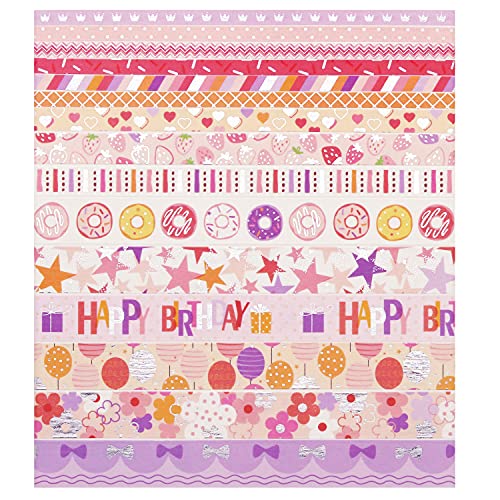 YUBX Birthday Washi Tape Set 15 Rolls Silver Foil Print Decorative Masking Tapes for Arts, DIY Crafts, Journals, Planners, Scrapbook, Wrapping - Image 5
