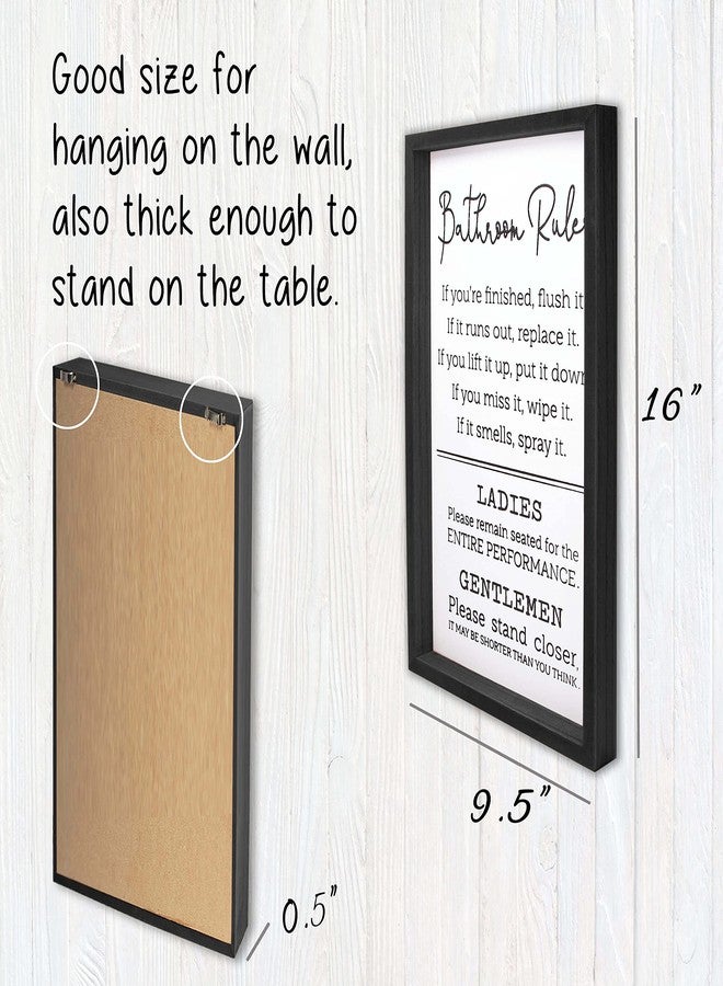 VILIGHT Bathroom Rules Sign House Warming Gifts for New Home - Farmhouse Toilet Decorations Funny Restroom Wall Decor - Black Frame Vertical 16x9.5 Inches - Image 3