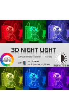 althiqahkey 3D Illusion Lamp LED Multicolor Night Light Cute Lilo and Stitch The Stitch Figure 16 Color Changing for Home Decor Cool Christmas Gift for Baby Kids Child Bedroom Desk Lamp  - Image 3