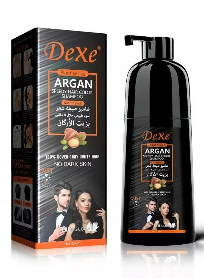 Dexe Argan Speedy Hair Color Shampoo Natural Black 420 ML 