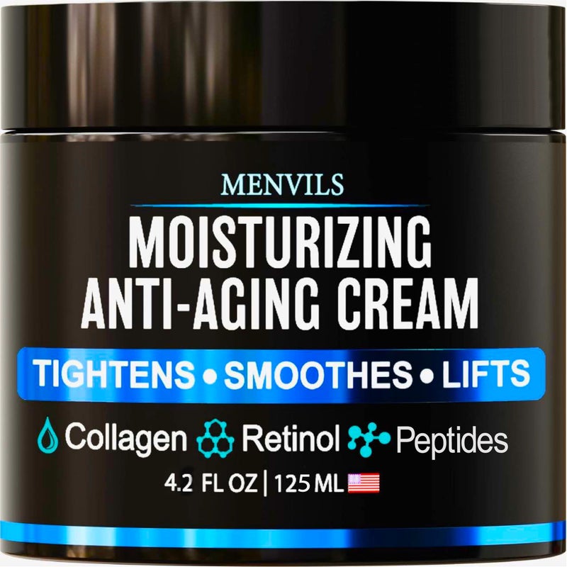 Mens Face Moisturizer Cream  Anti Aging  Wrinkle Cream  Face Moisturizer For Men with Collagen Retinol Peptides Jojoba Oil  Facial Skin Care Lotion  Day  Night  42 OZ