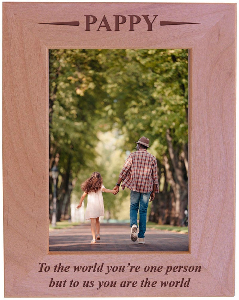 CustomGiftsNow Pappy to The World Youre one Person but to us You are The World Engraved Wood Picture Frame 5x7 Vertical