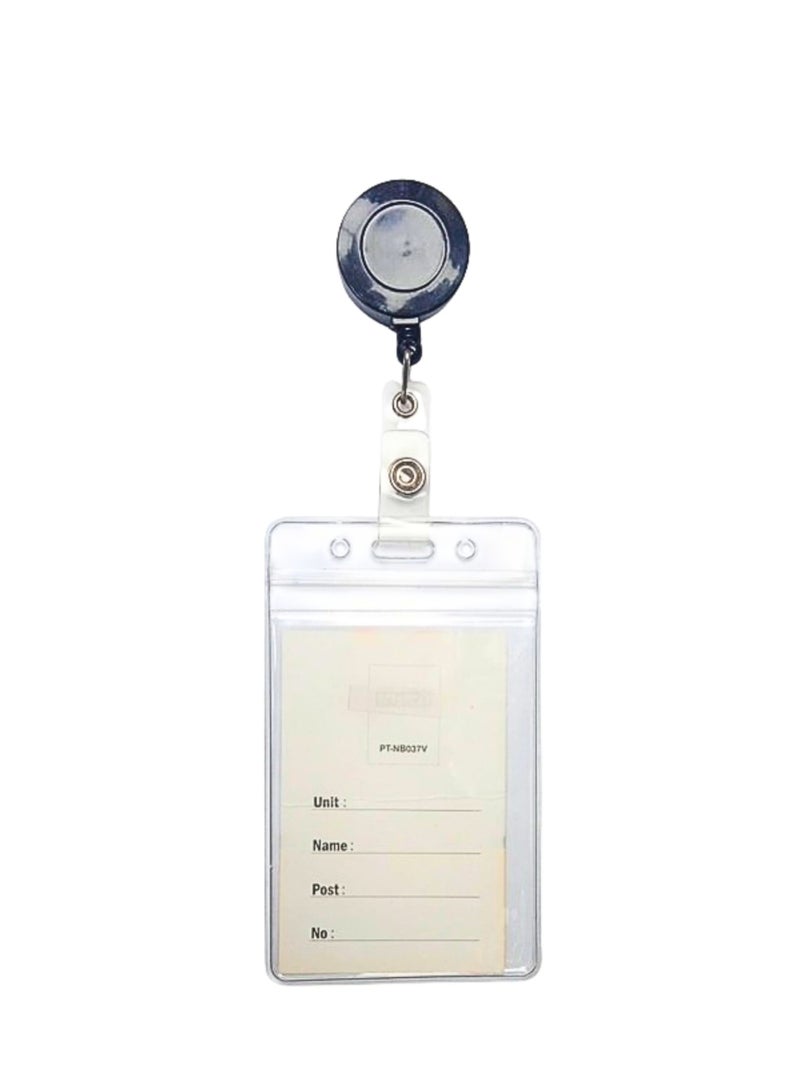 Terabyte حامل بطاقة تعريف 5 عبوات مع مشبك، بكرات شارة قابلة للسحب ثقيلة الوزن حامل بطاقة تعريف عمودي شفاف مع حلقة كارابينر مع حبل سحب بطول 24 بوصة - Image 2