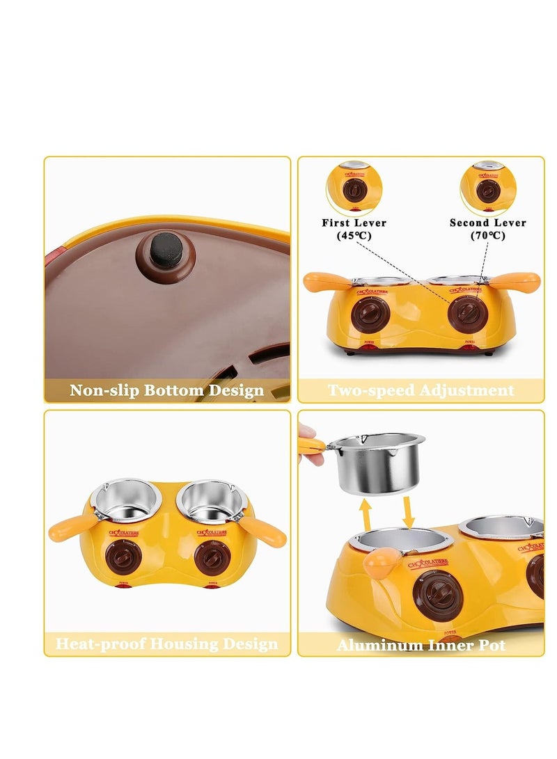 Y&D Chocolate Melting Pot Electric Chocolate Fondue Mini Fondue Candy Maker With Double Melting Pot For Milk Chocolate Cheese Butter Candy (Yellow) - Image 5