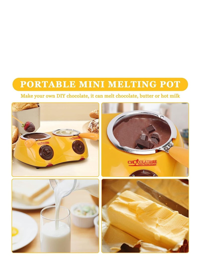 Y&D Chocolate Melting Pot Electric Chocolate Fondue Mini Fondue Candy Maker With Double Melting Pot For Milk Chocolate Cheese Butter Candy (Yellow) - Image 4