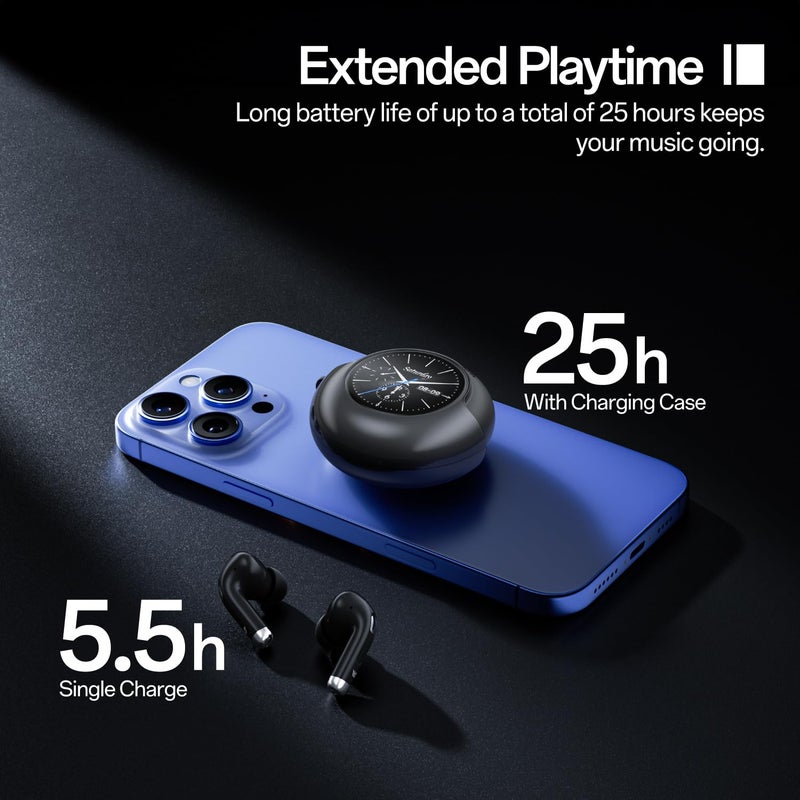 Weofly Lifefits Wireless Earbuds with Smart Touchscreen IPX4 Waterproof in Ear Earphones with Mic,Bluetooth 5.4 Headphones Bass Stereo,40H Playtime for Laptop Pad Phones Sports Workout (Black) - Image 5