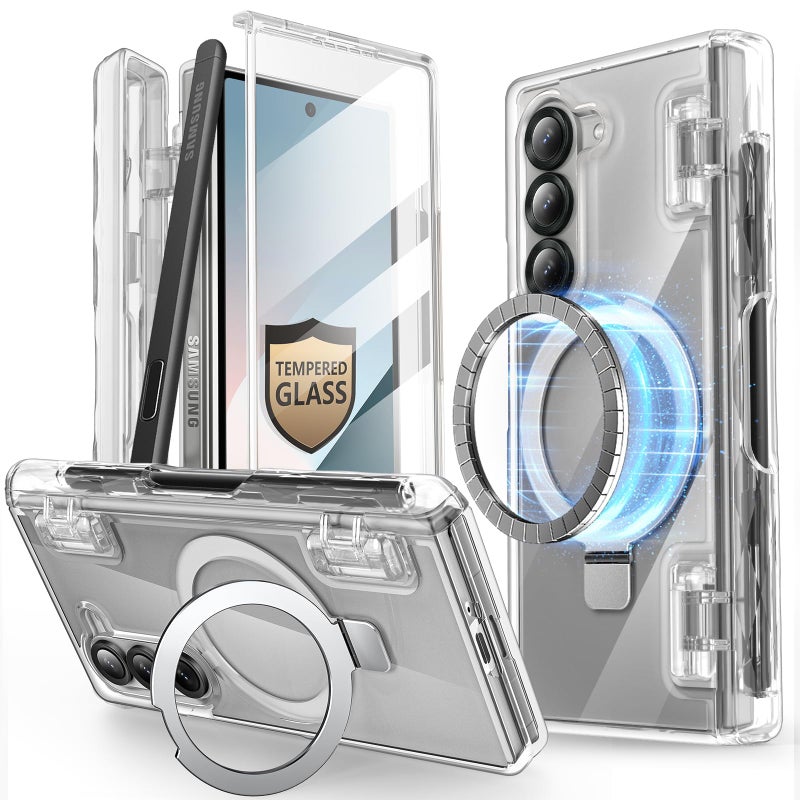 I-blason iBlason Cosmo for Samsung Galaxy Z Fold 6 Case with MagSafe Stand S Pen Holder Builtin Tempered Glass Screen Protector Hinge Protection Full Protective Magnetic Case for Z Fold 6 Clear - Image 2
