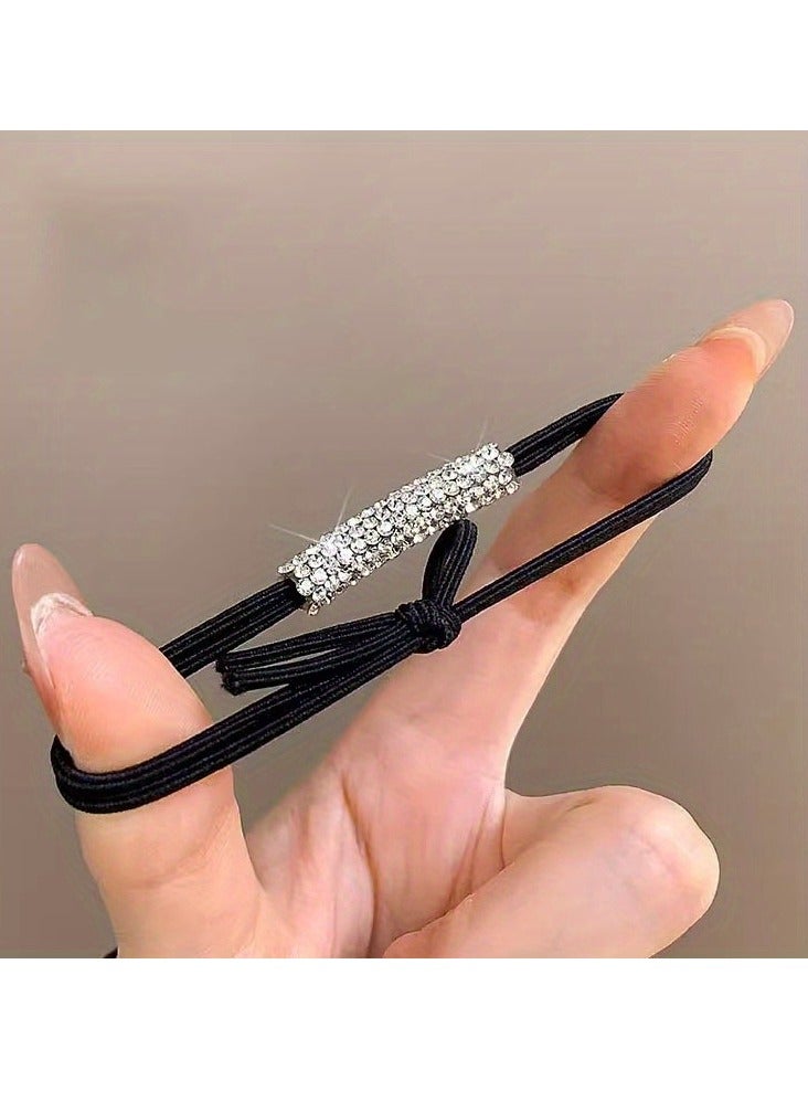 10pcs, Glitter Rhinestones Double Layers Durable Hair Ties, Women Girls Casual Leisure Hair Accessories, Gift Photo Props