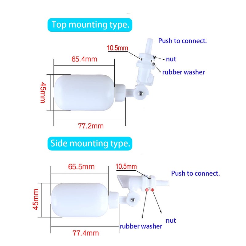ESHIONG NSF Certified 1/4" O.D. Push to Connect Fittings for RO (Reverse Osmosis) Water Filterï¼ˆwith water float ball valveï¼‰19 pcs+30 feet 1/4" Water tubing. - Image 4