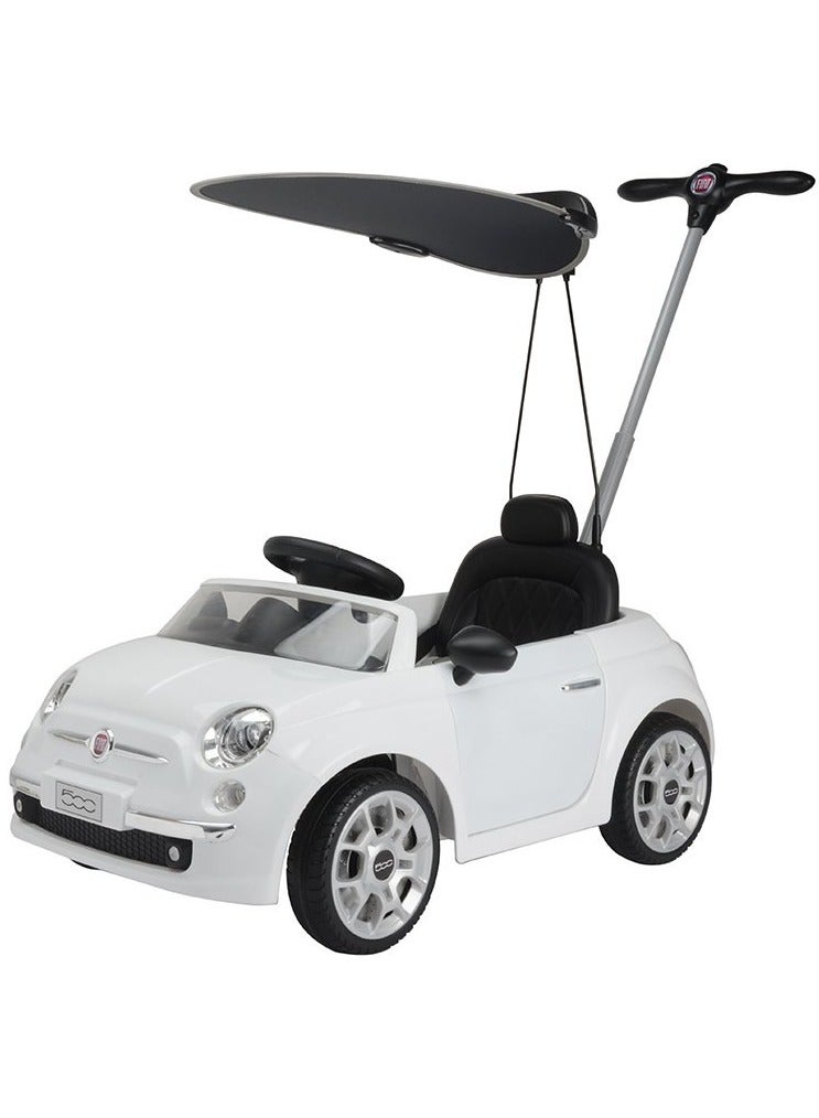 Amsham Toys Fiat 500 3 in 1 Push Car Handle with canopy - White - Image 1