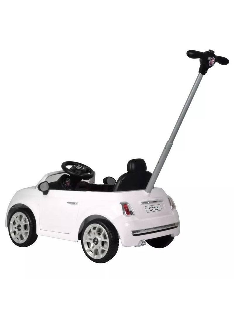 Amsham Toys Fiat 500 3 in 1 Push Car Handle with canopy - White - Image 3