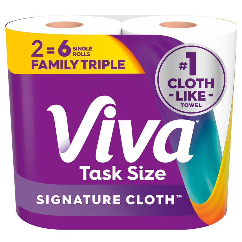 Viva Signature Cloth Paper Towels, Task Size, 2 Family Triple Rolls, 141 Sheets per Roll (Packaging May Vary) - Image 1