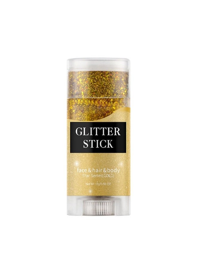 PAQIMAN Gold Face and Body Glitter Stick,Sparkling Neon Outfit Party Holographic Sequins Paint Body Glitter Gel Makeup.(Gold face Glitter Stick) - Image 1
