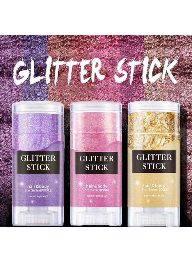 PAQIMAN Gold Face and Body Glitter Stick,Sparkling Neon Outfit Party Holographic Sequins Paint Body Glitter Gel Makeup.(Gold face Glitter Stick) - Image 4
