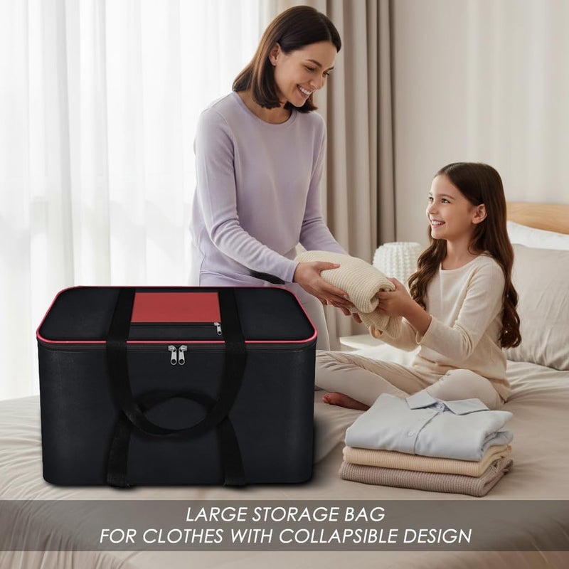 Storite 2-Pack Large Underbed Storage Bags – Moisture-Proof Nylon Organizer for Clothes, Blankets & Toys – Black Rectangular Bags (54 x 46 x 28 cm) - Image 5