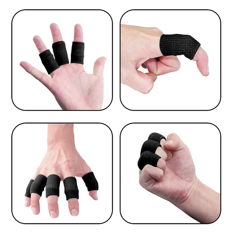 Droposale Hand Finger Sleeves Arthritis Trigger Brace Protectors Splint Support Compression Relief Adjustable Breathable Thumb Covers Cap Safe for Skin Nail Pain Multi Use Black Color (Black, 5) - Image 4