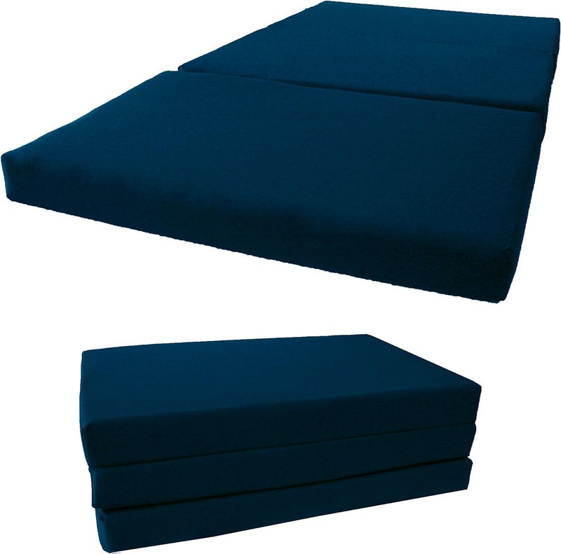 MILLIARD Solid Colored 3 Fold Tri Folding Medium Hard EPE Foam 2 Inch Thickness Floor Light Weight Foldable Movable Cot Mattress, Bed Mattress for Travel, Picnic, Yoga Mat (35X72X2 Inches) (Navy Blue) - Image 5