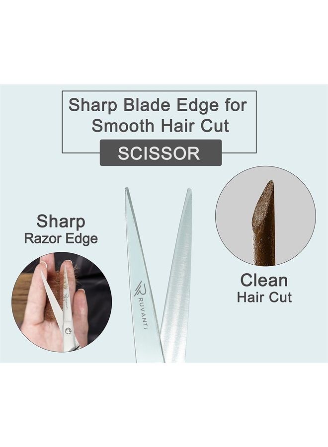 Ruvanti Professional Hair Cutting Scissors - Barber Shears for Salon and Home Use - Sharp Durable Razor Edge Tijeras De Peluqueria Profesional - Comfortable Grip Handles with Case by Ruvanti - Image 3
